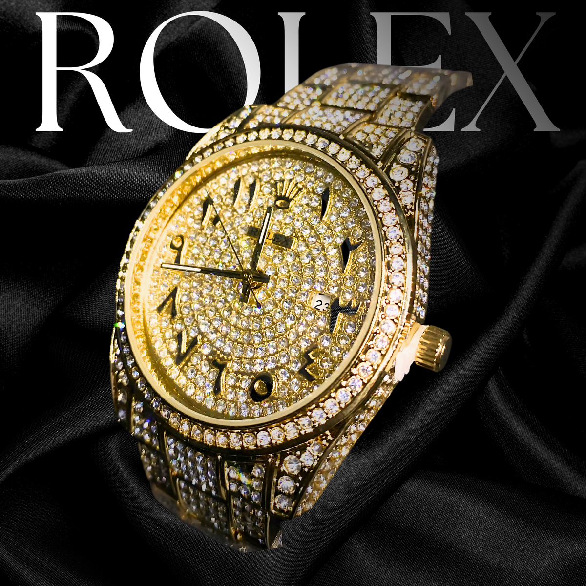 ICED ROLEX WATCH,GOLD EDITION