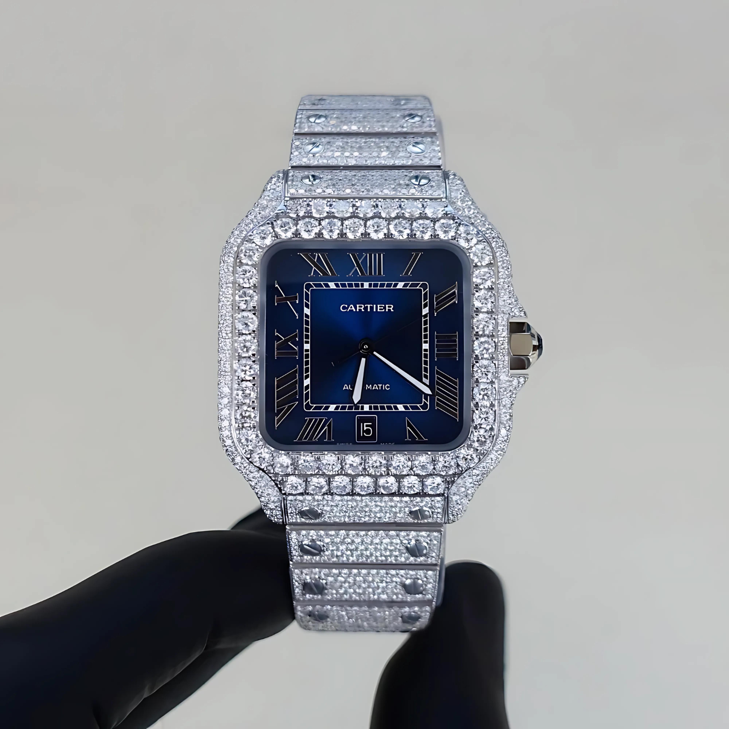 CARTIER SANTOS ICED EDITION,BLUE DIAL