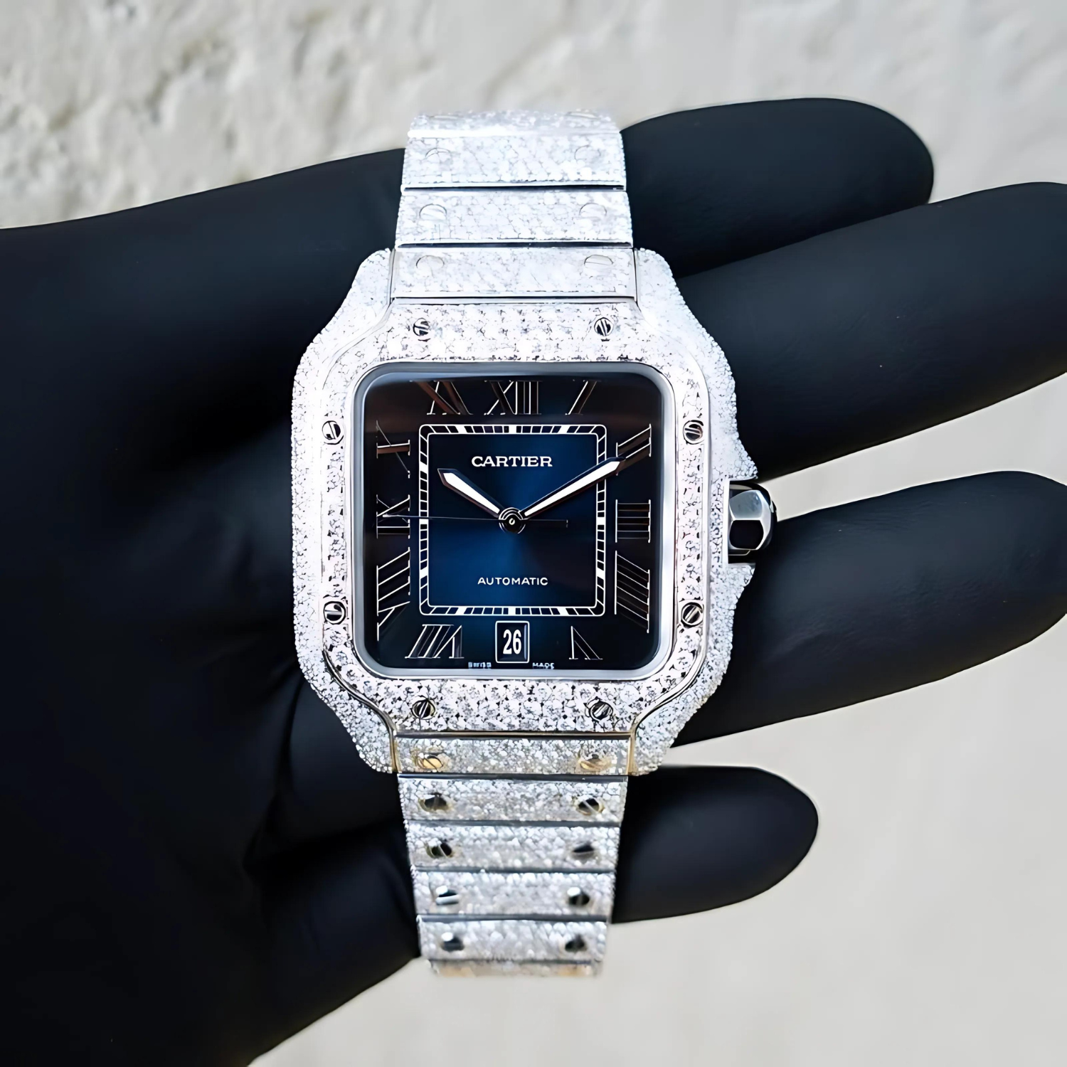 CARTIER SANTOS ICED EDITION,BLUE DIAL